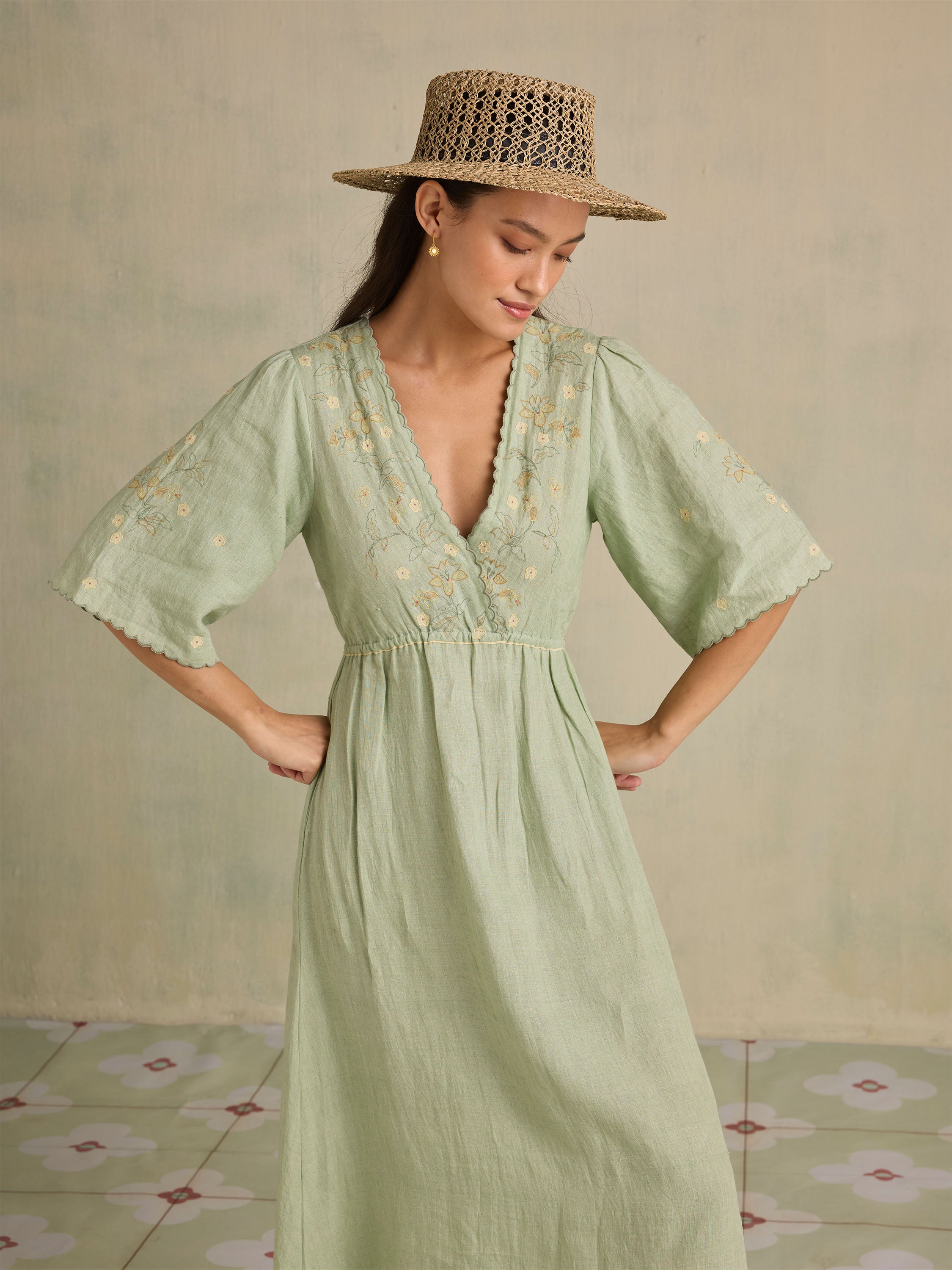 Moss Gatherer Wrap Dress