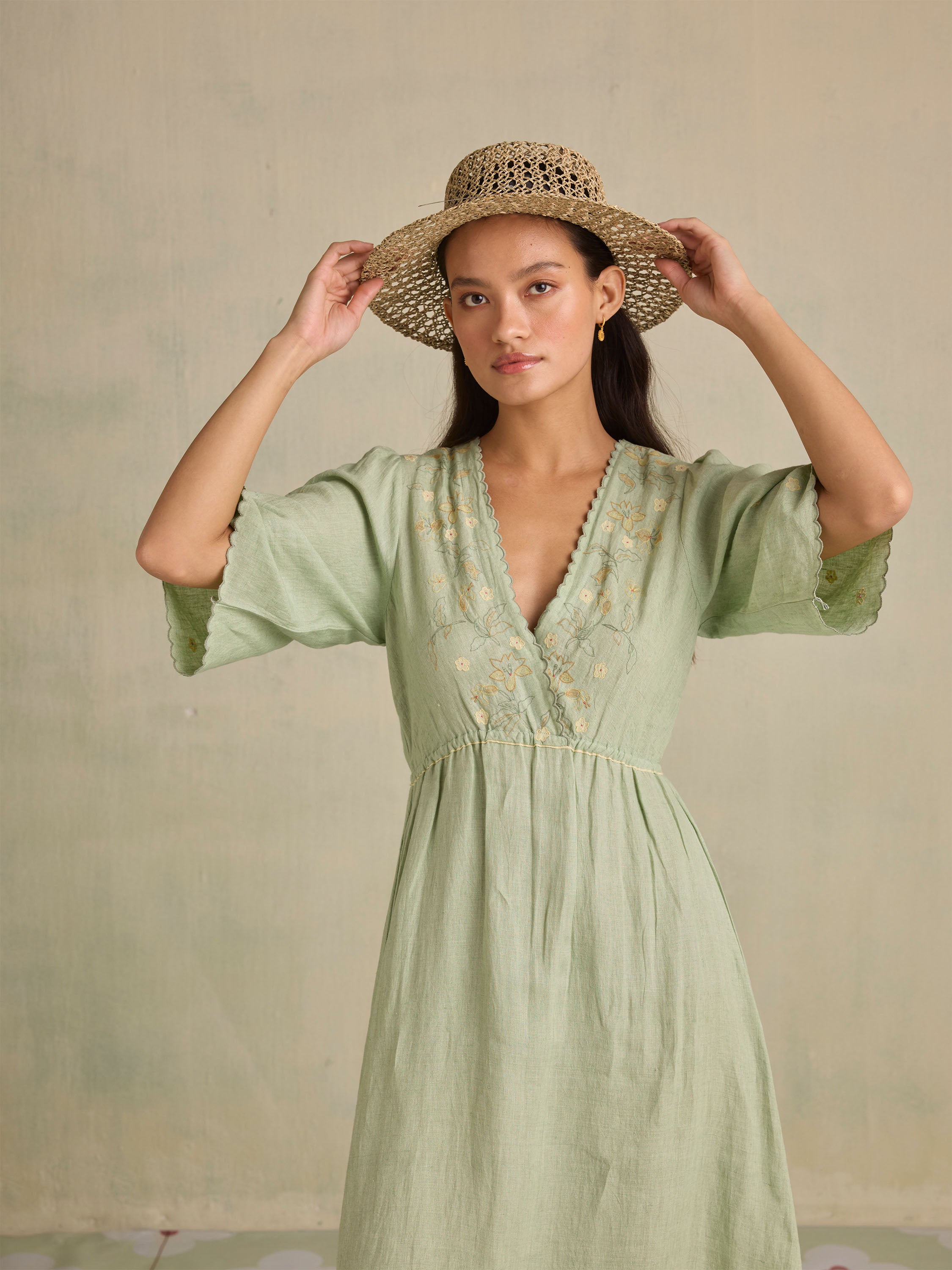 Moss Gatherer Wrap Dress