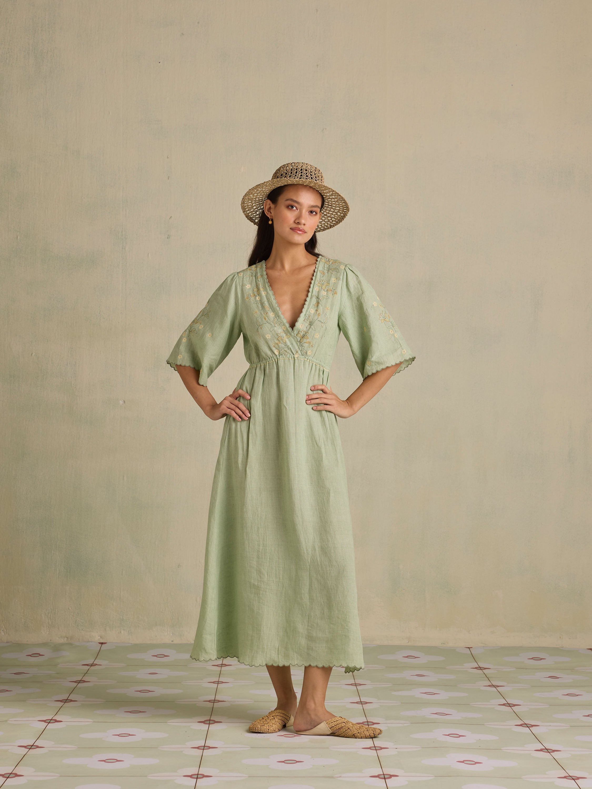 Moss Gatherer Wrap Dress