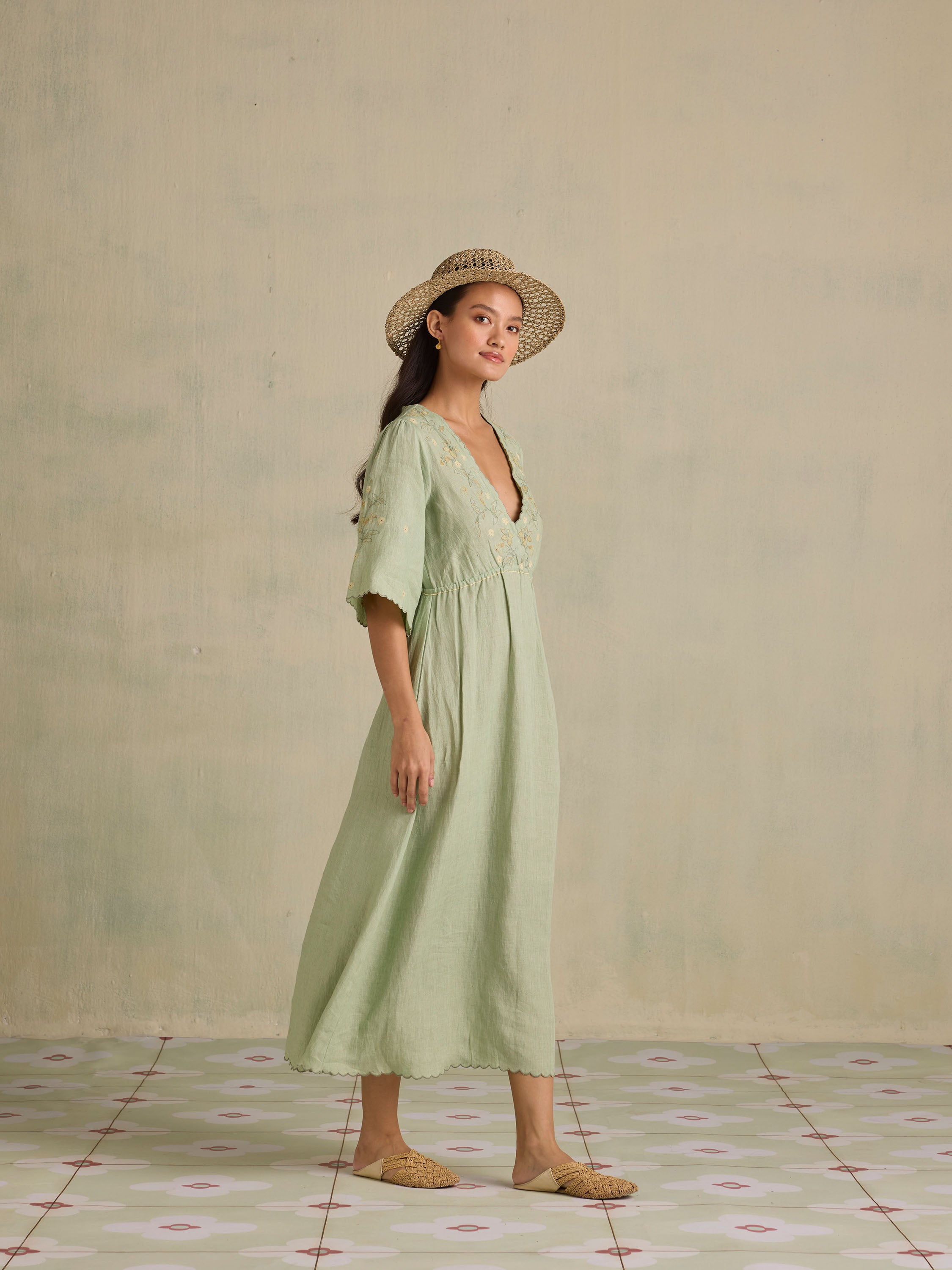 Moss Gatherer Wrap Dress