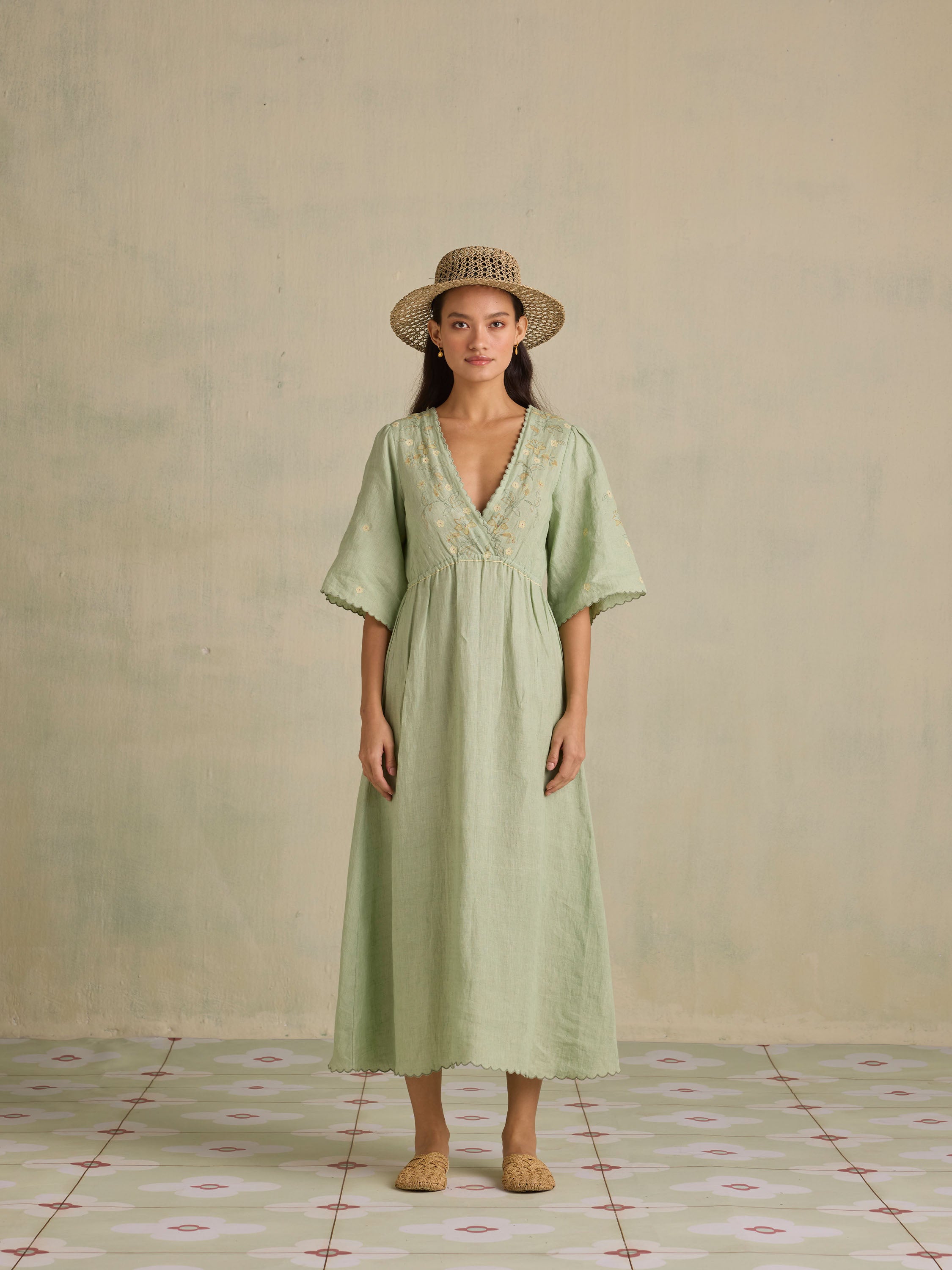 Moss Gatherer Wrap Dress