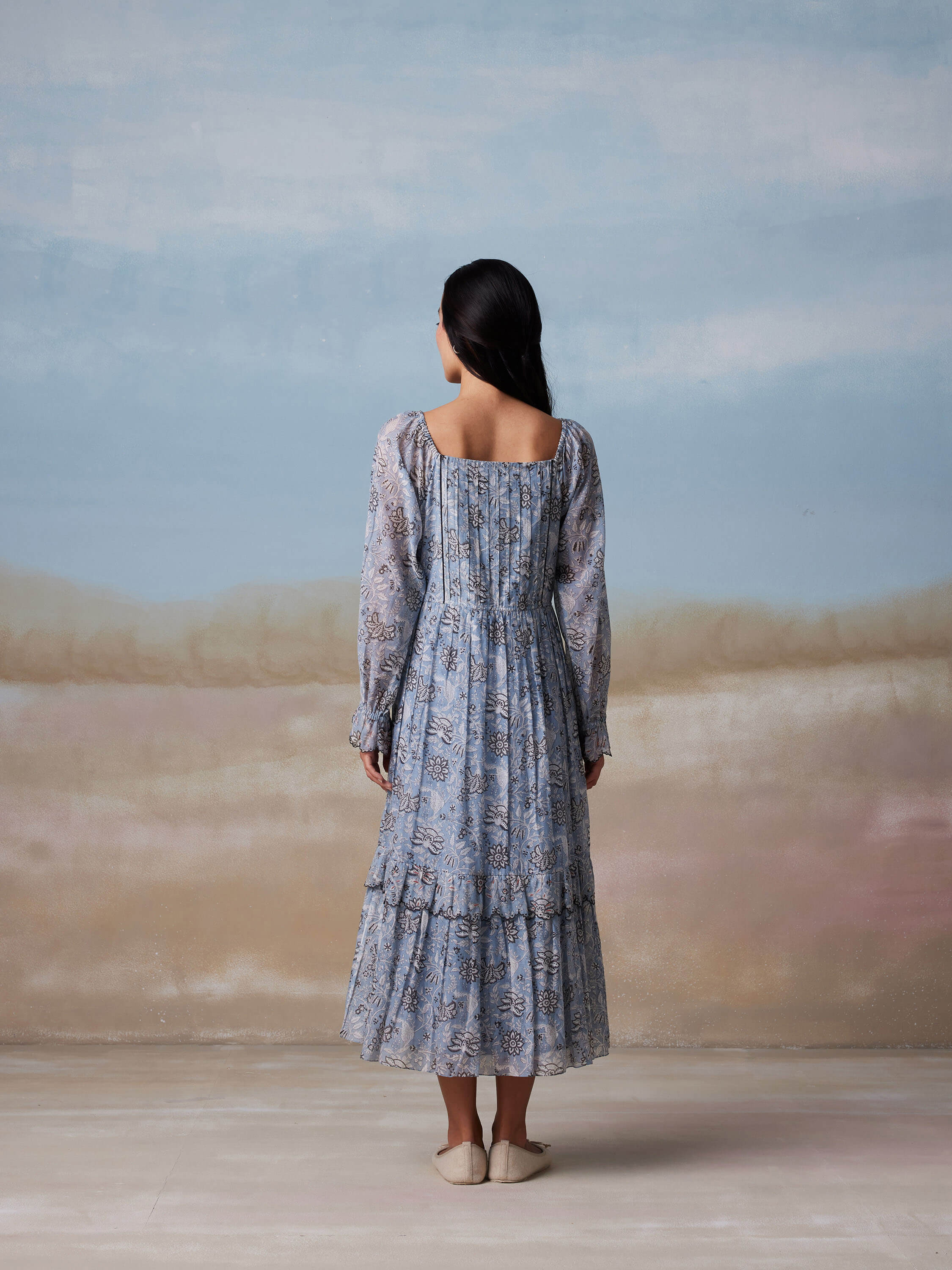 Blue Bird Peasant Dress | Lightness of Being | Buna Studio – BunaStudio