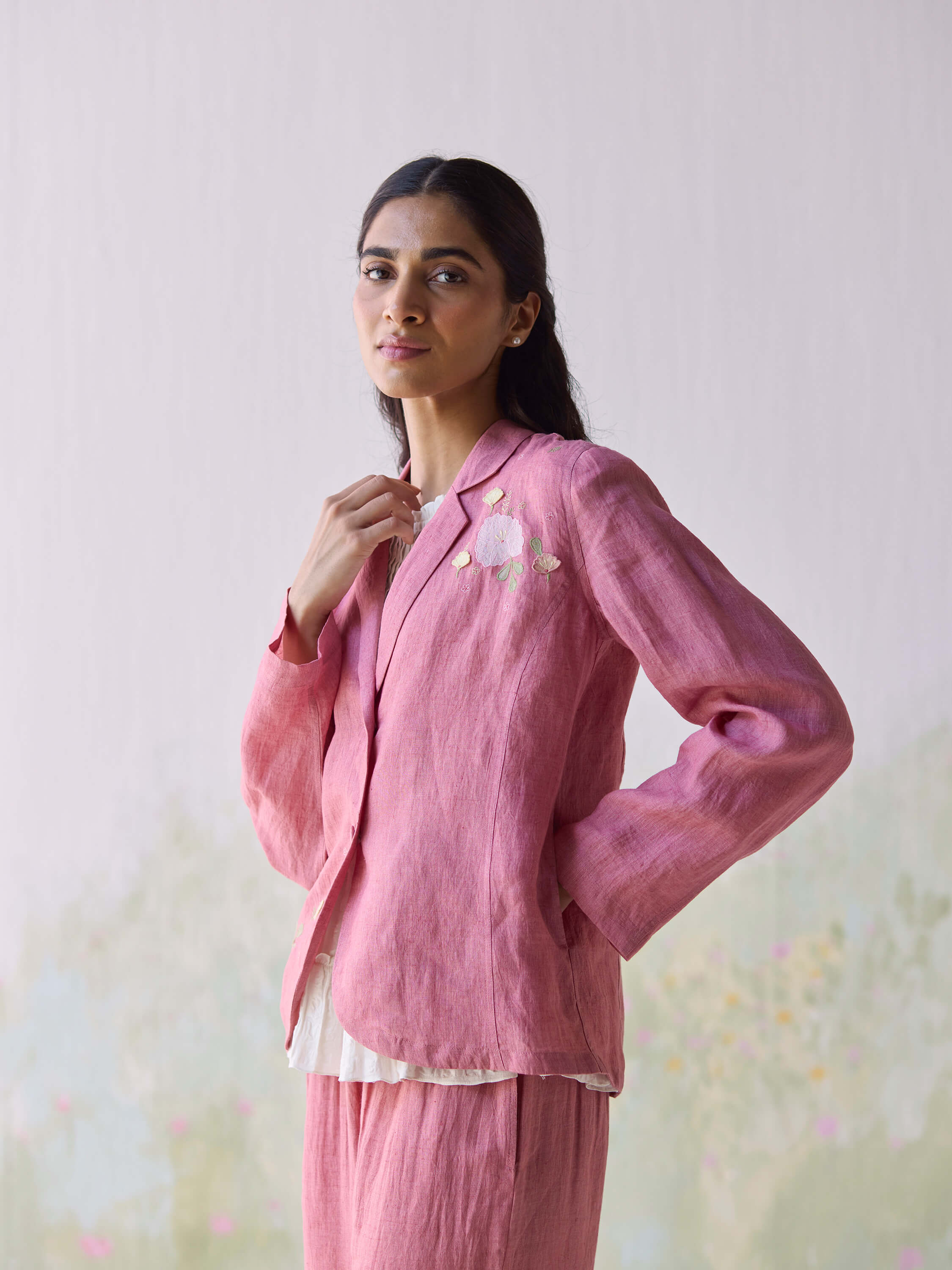 Blushing Blooms Linen Jacket - Image 5