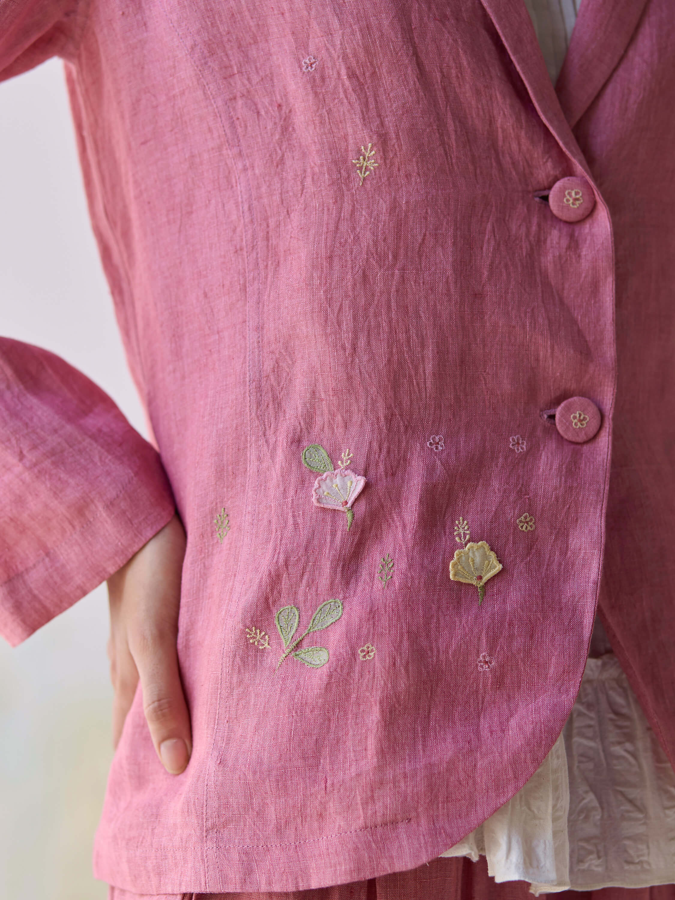 Blushing Blooms Linen Jacket - Image 7