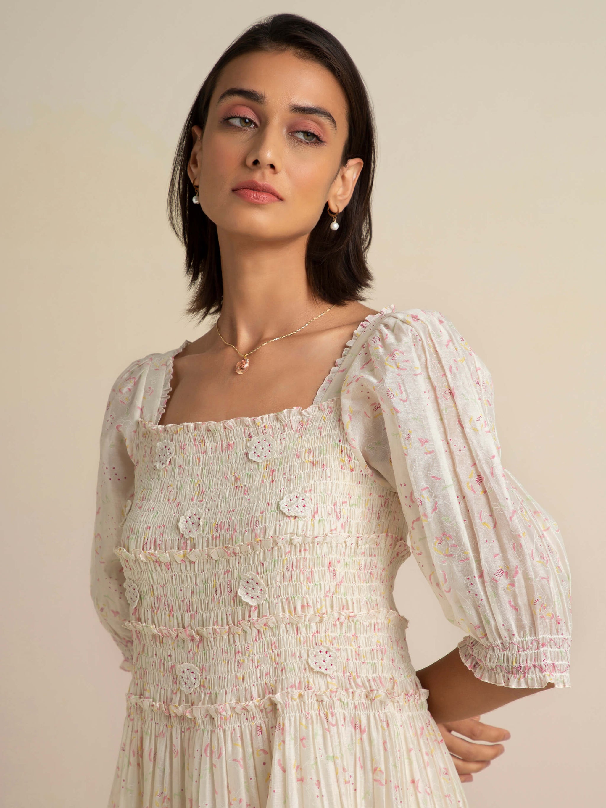 Honeysuckle Smock Maxi Dress Handmade in India | Buna Studio