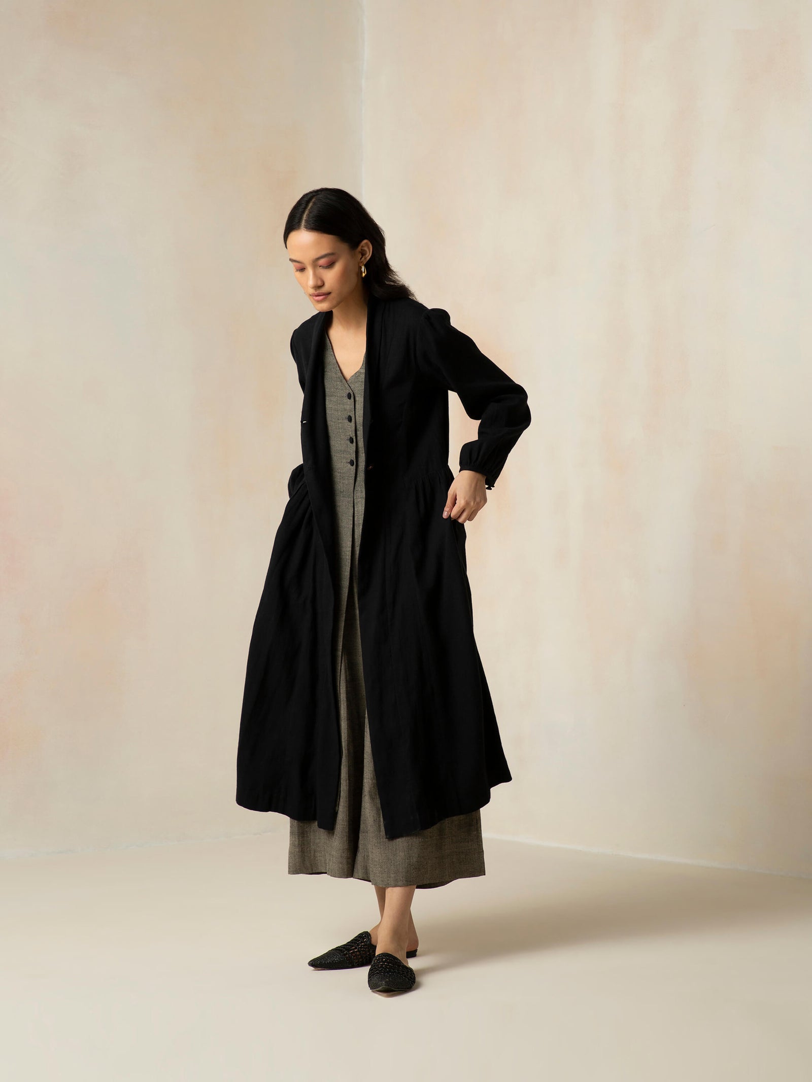 Kinship Layered Coat | 100% Handwoven Cotton – Buna Studio