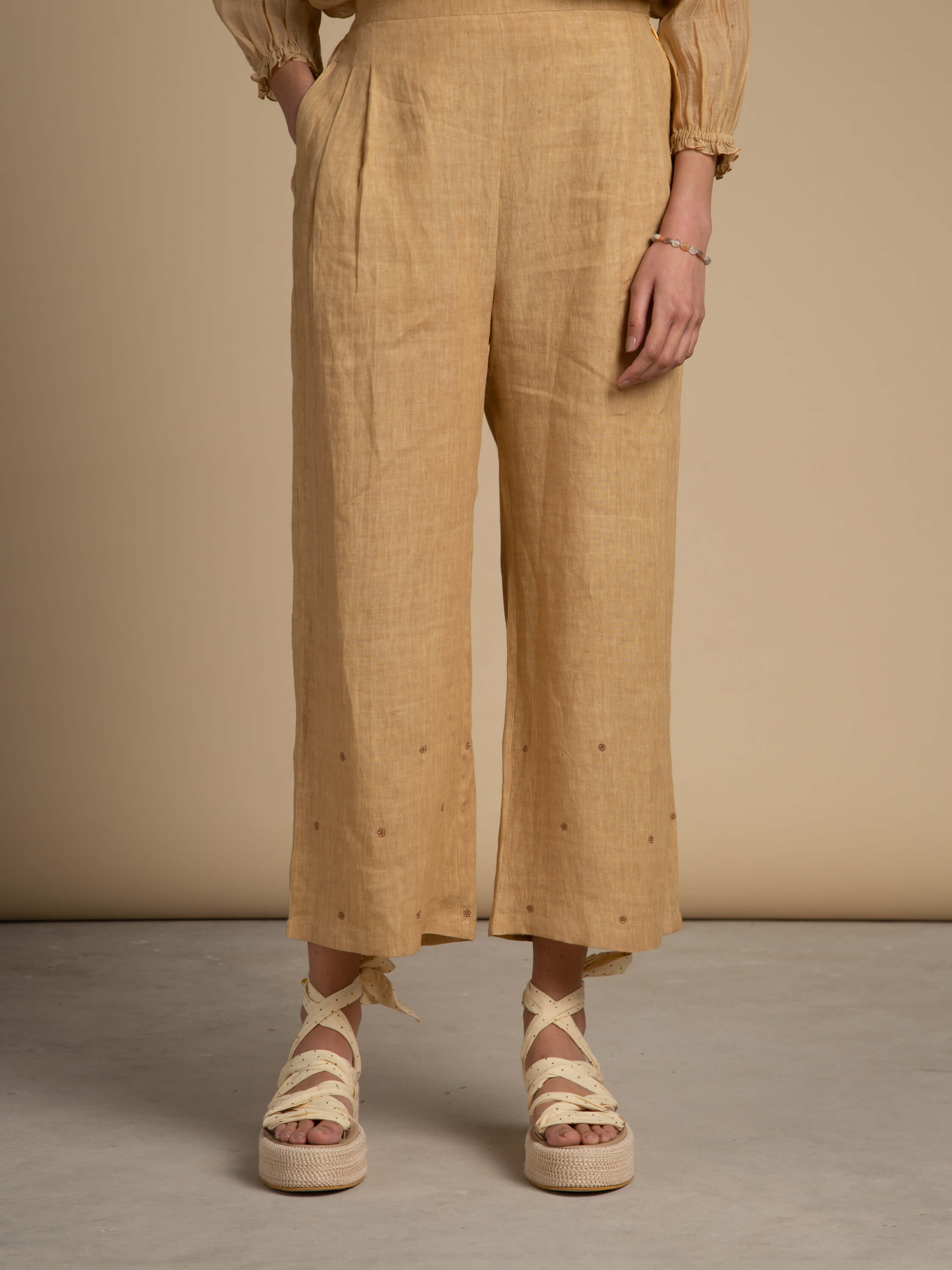 Milk Tea Linen Pants - BunaStudio