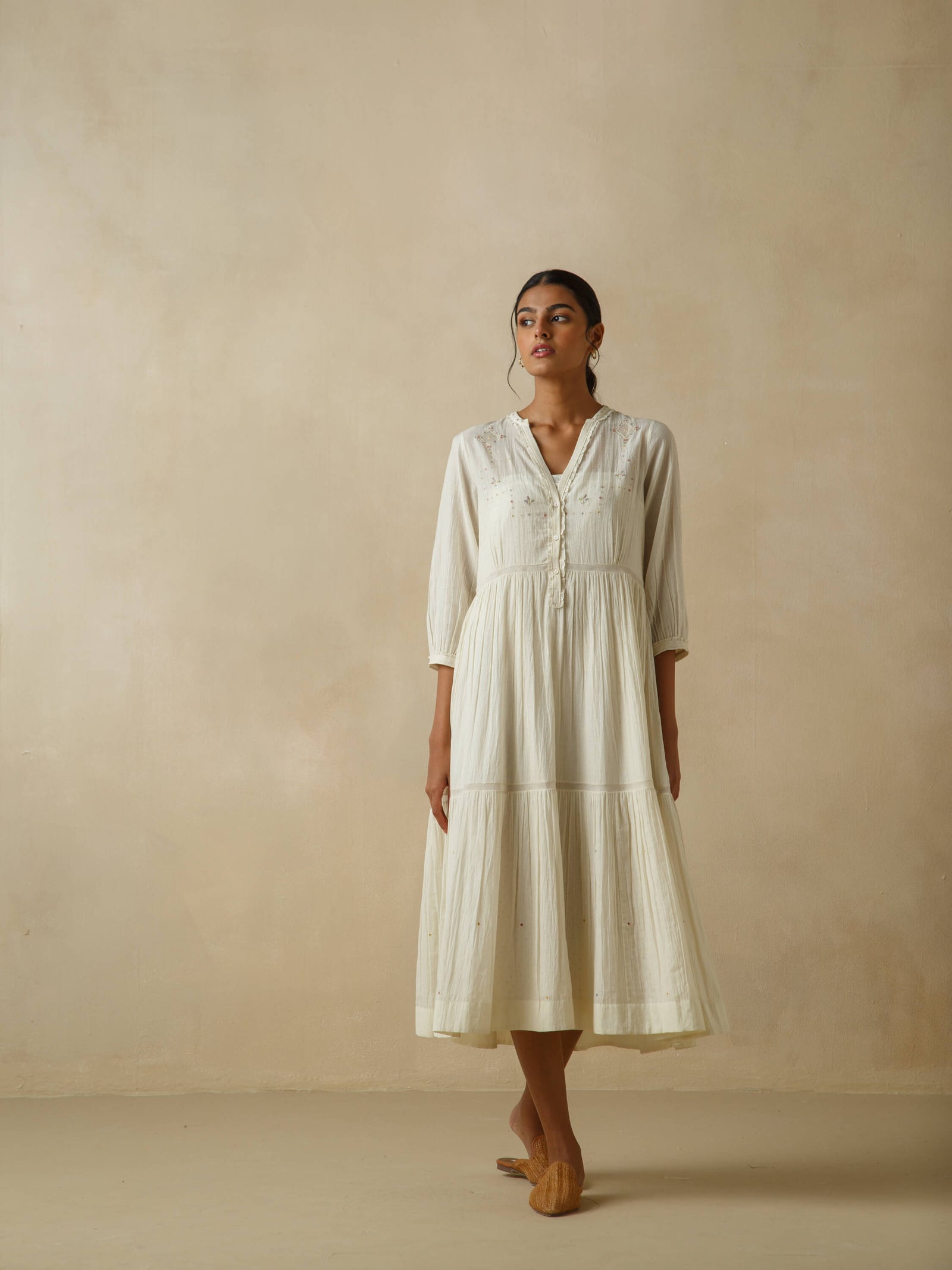 Seedpearl Romantic Cotton Midi Dress