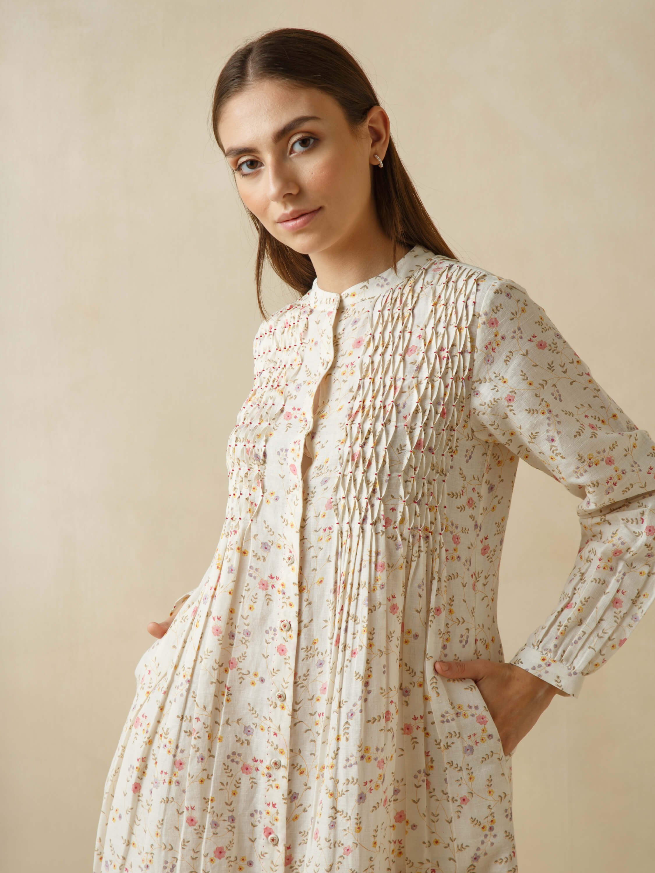 Smock Linen Shirt Dress – BunaStudio