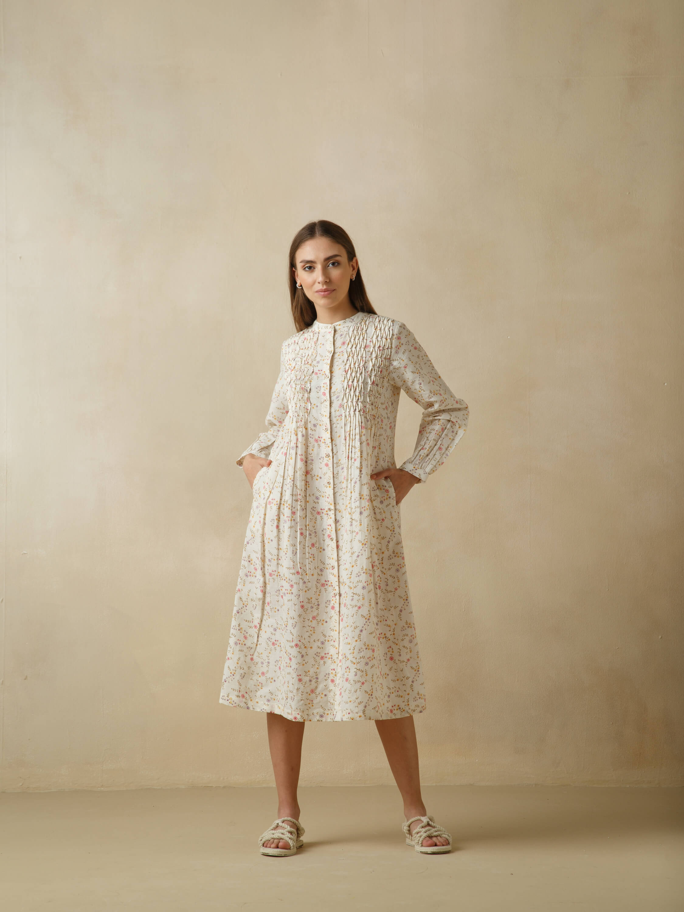 Smock Linen Shirt Dress – BunaStudio