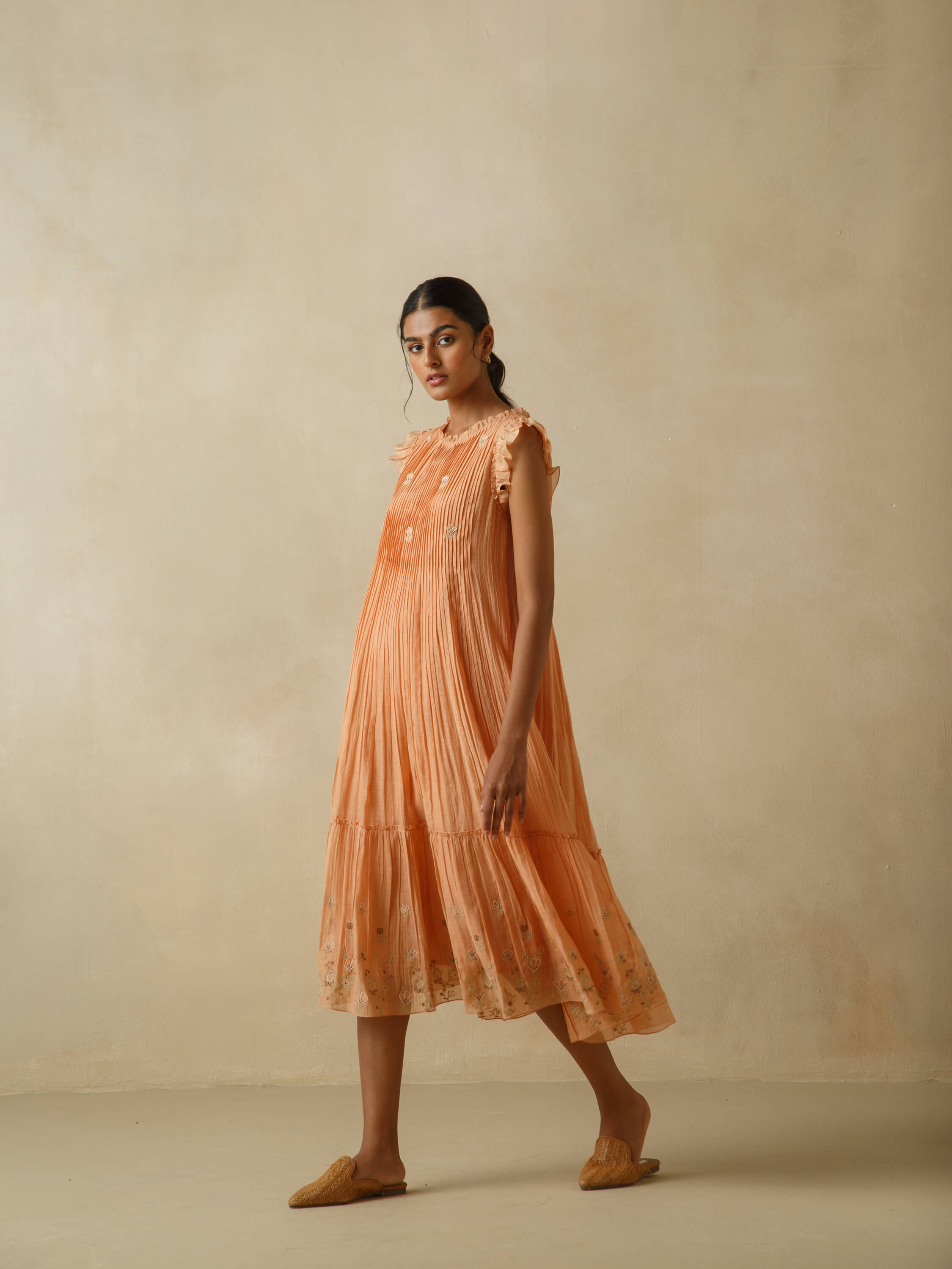 Tangerine Flutter Sleeves Dress - Image 2