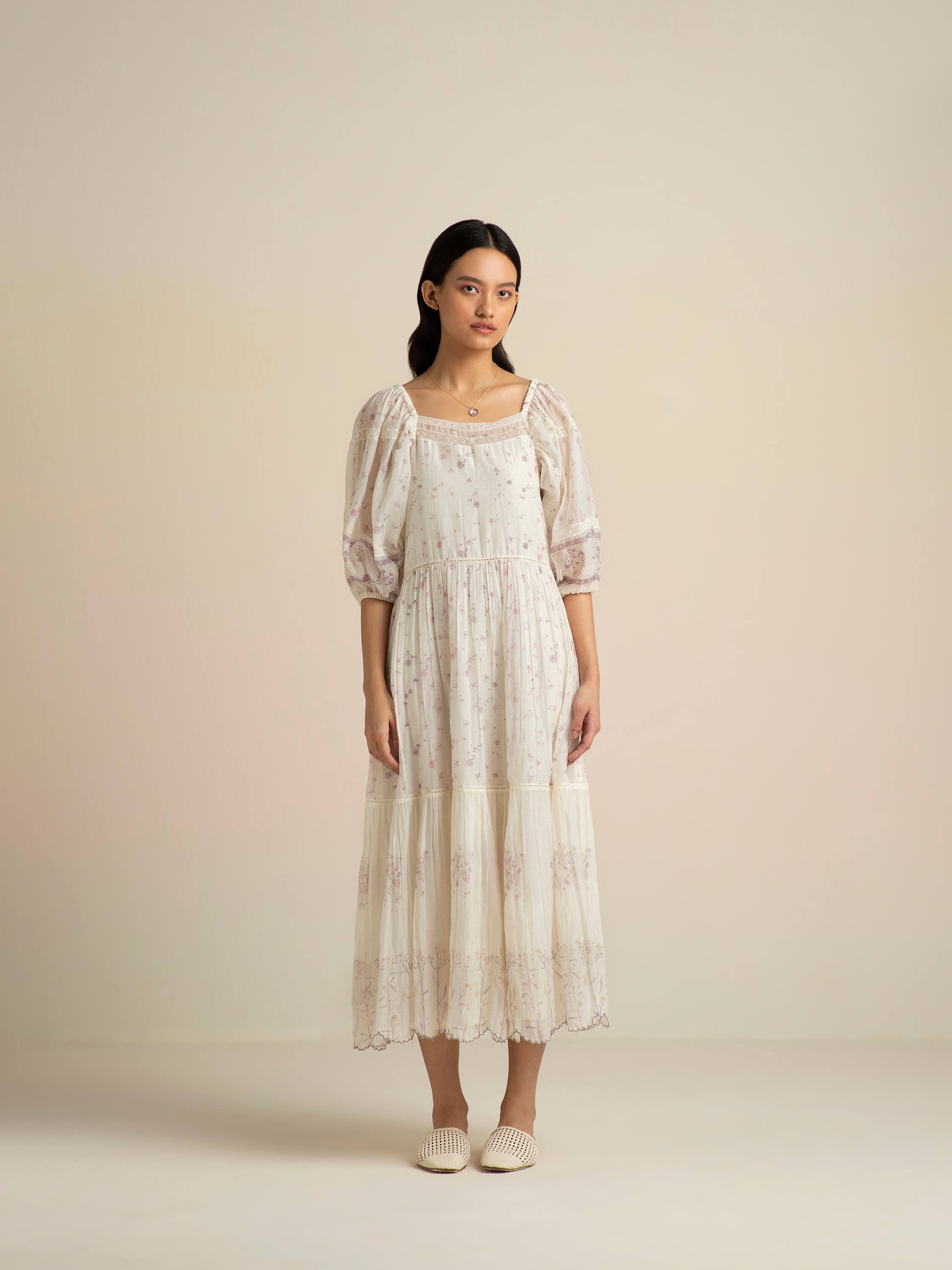 Woven Pearl Dress | Spring 22 | Ivory Cotton Silk Dress – BunaStudio