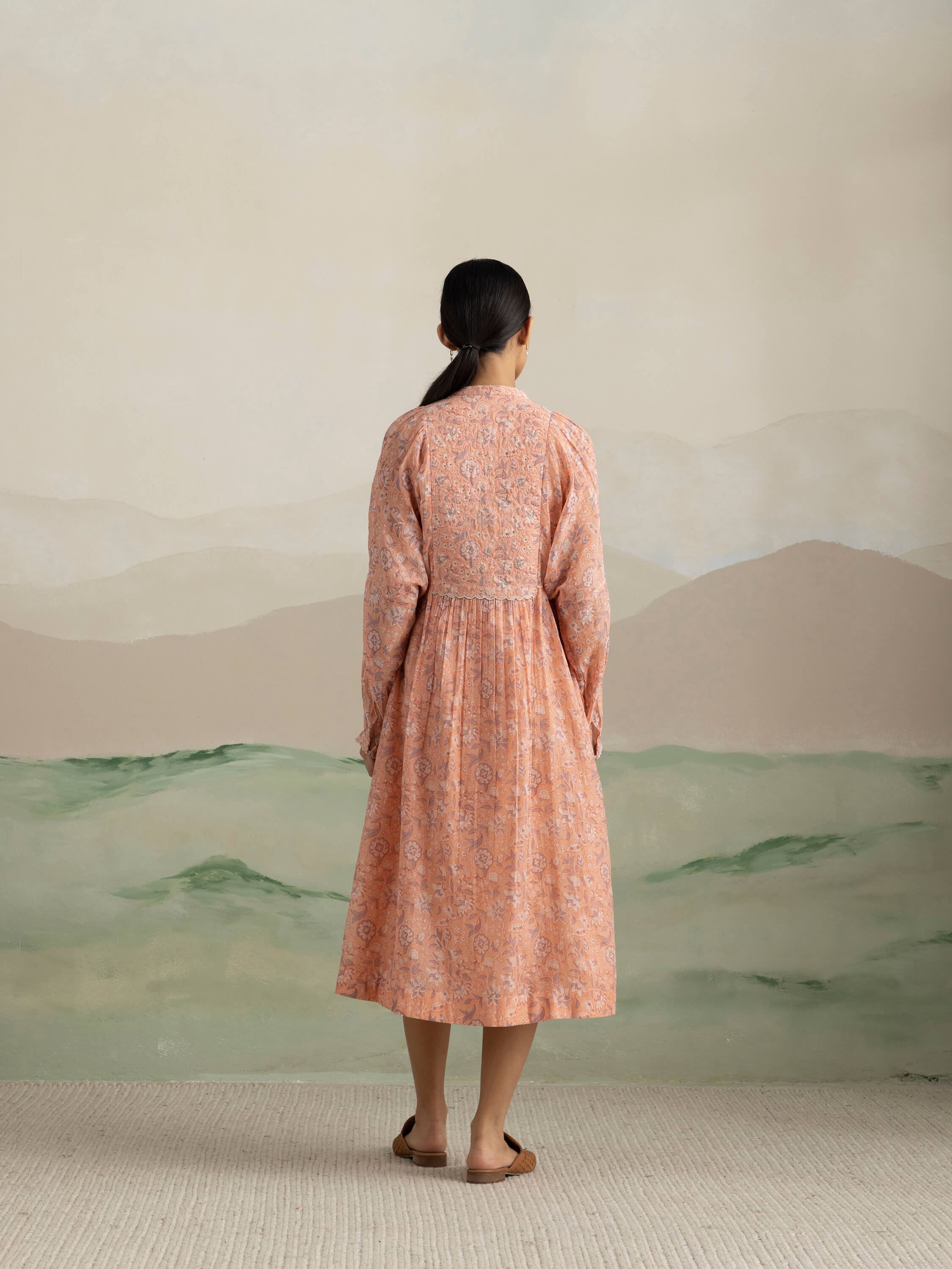 Juliet Peach Midi Dress - Image 4