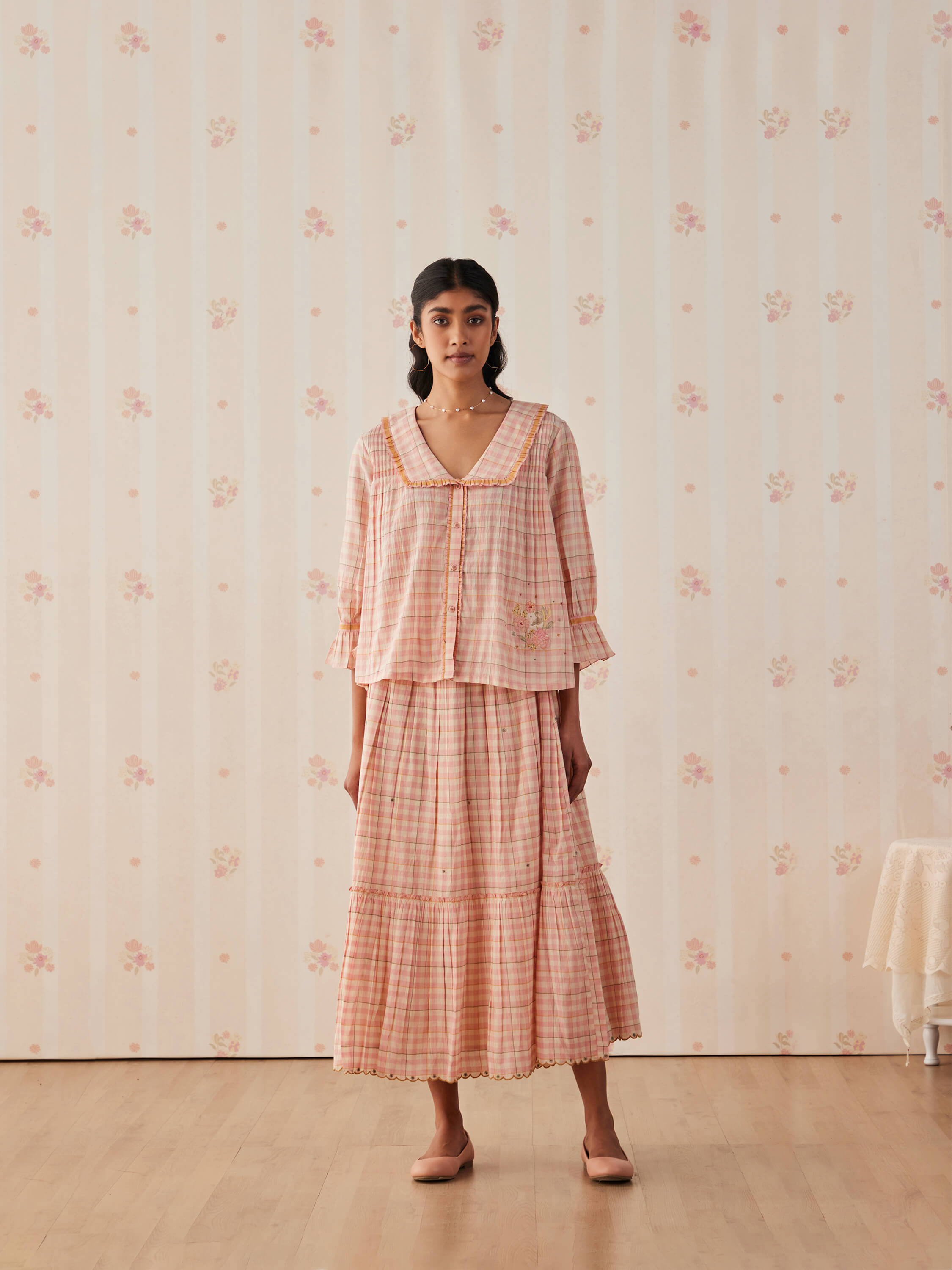 Blush Gingham Skirt - Image 2